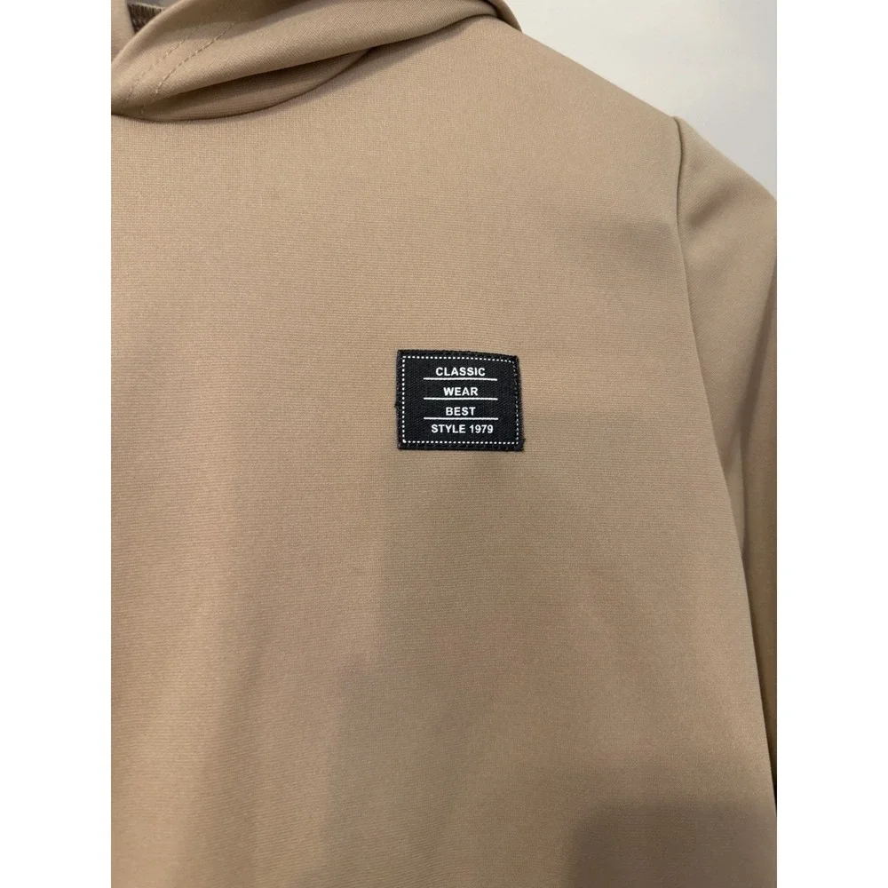Youth Unisex Colorblock Beige & Black Pullover Hoodie US 10 EU 140